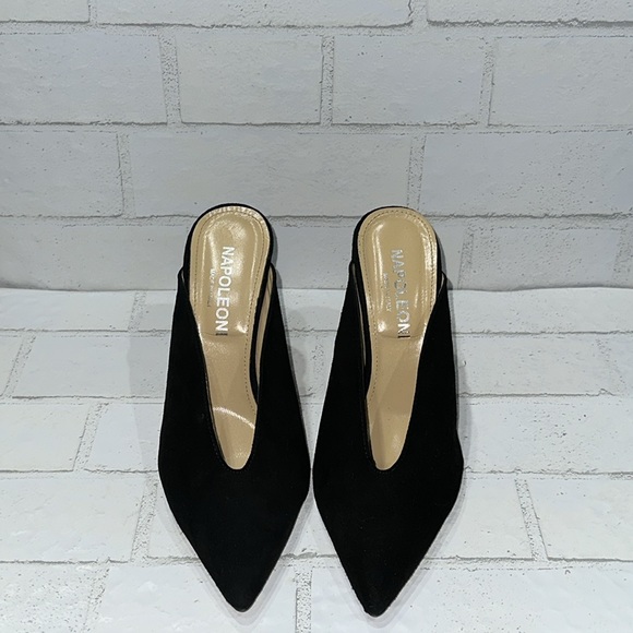 Napoleoni Made in Italy Black Suede Leather Mules - Picture 2 of 9
